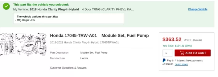 2018 Honda Clarity fuel pump.webp