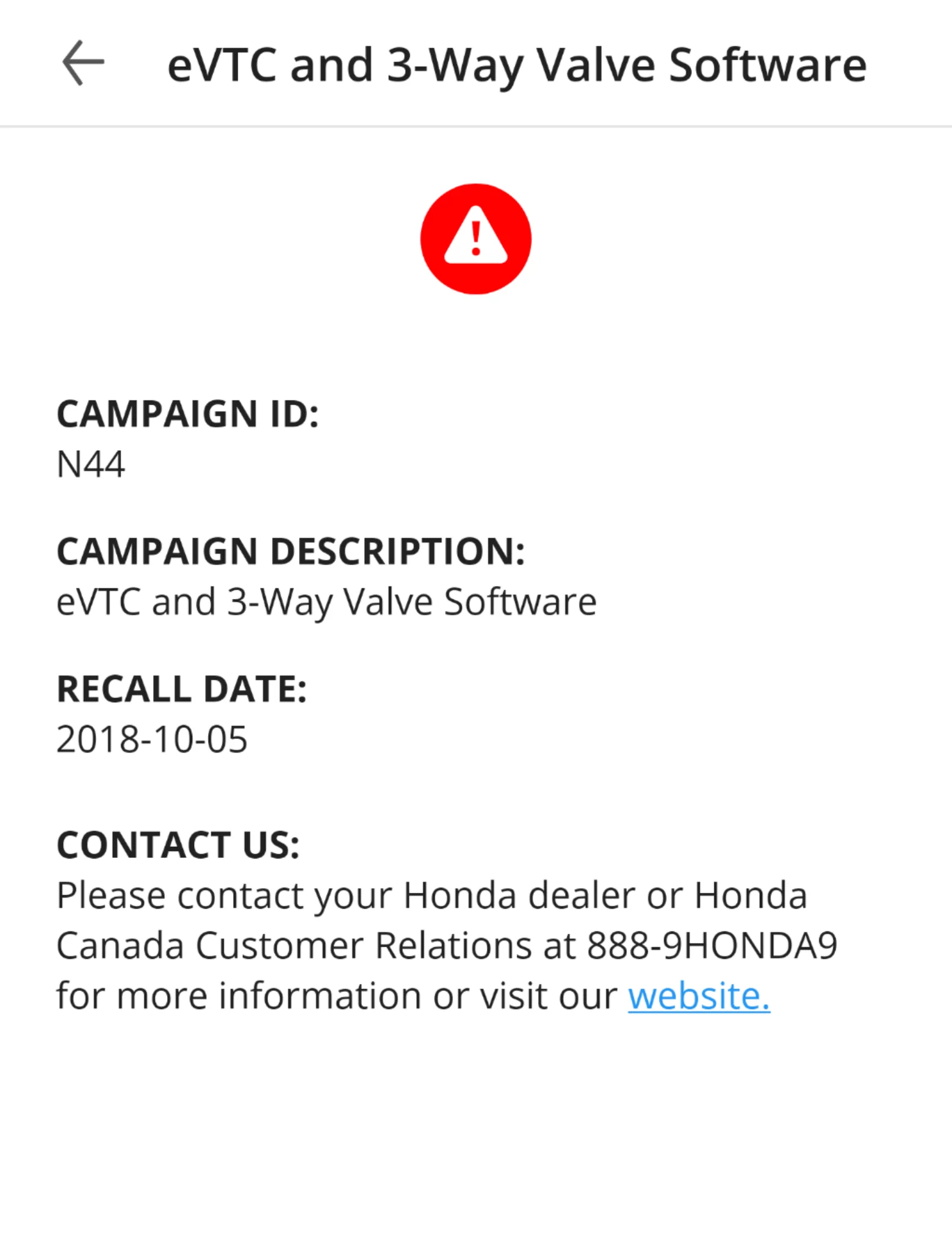 Recall notice